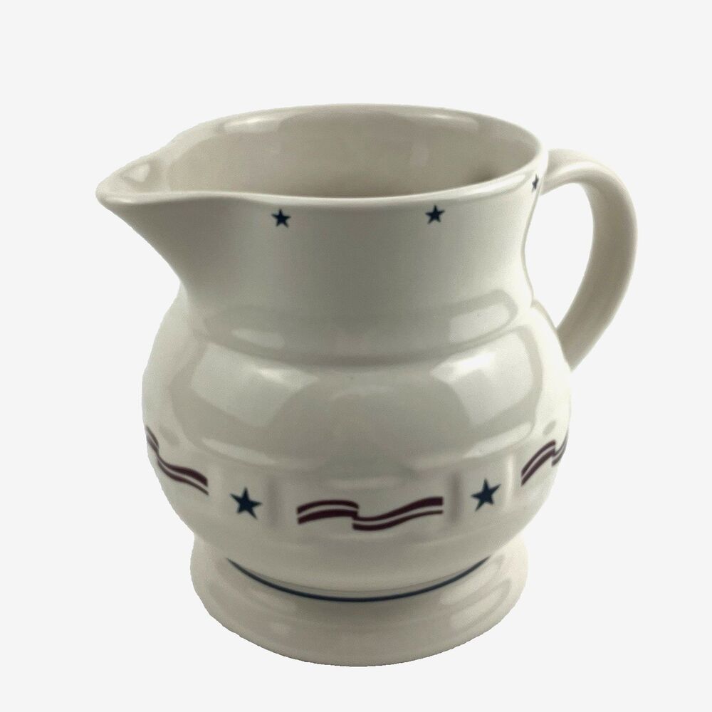 Vintage Longaberger Pottery All-American Large 8" Milk Pitcher